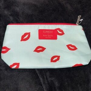 Kate Spade Clinique Lip Print Cosmetic Bag - Red and Light Blue